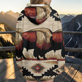 GB-NAT00902 Bison Native American Women Knitted Hooded Jacket
