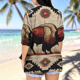 GB-NAT00902 Bison Native American Women's Long-Sleeved Shirt