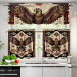 GB-NAT00902v2 Eagle Native American Curtain Valance and Kitchen Tiers Set