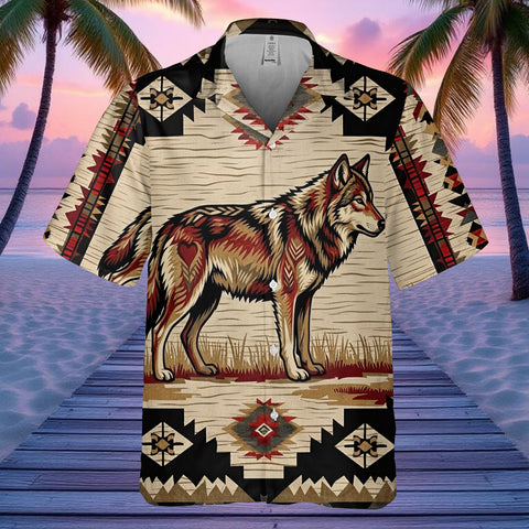GB-NAT00902v3 Wolf Native American Hawaiian Shirt 3D