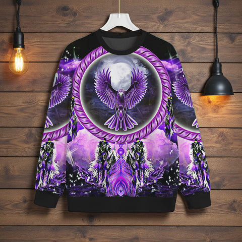 GB-NAT00908 Native American Unisex Drop-shoulder Knitted Fleece Sweater