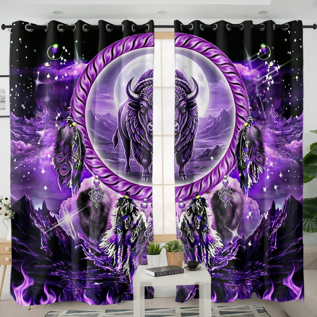 GB-NAT00908v2 Bison Dreamcatcher Native American Living Room Curtain