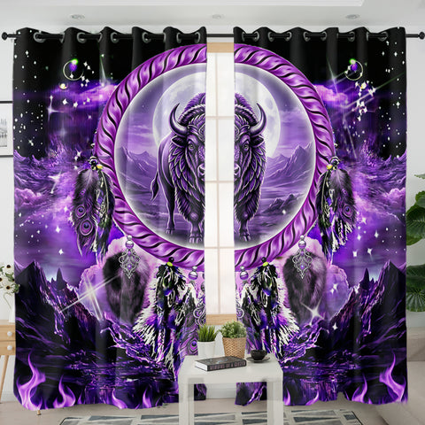 GB-NAT00908v2 Bison Dreamcatcher Native American Living Room Curtain