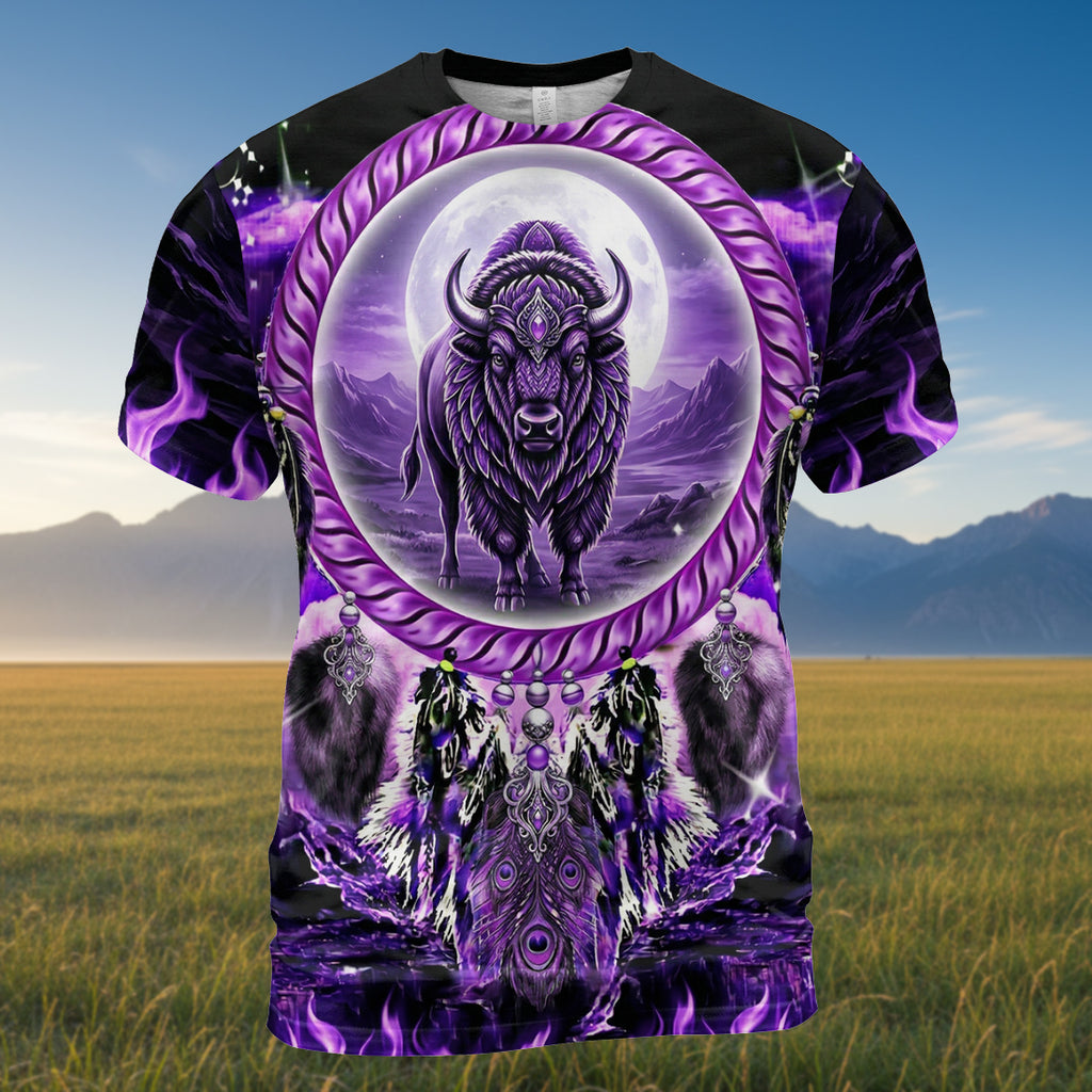 GB-NAT00908v2 Bison Native American 3D T-shirt