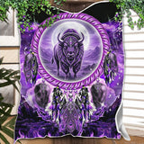 GB-NAT00908v2 Dreamcatcher Bison Native American Fleece Blanket
