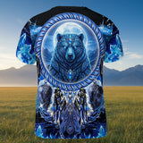 GB-NAT00908v3 Bear Dreamcatcher Native American 3D T-shirt