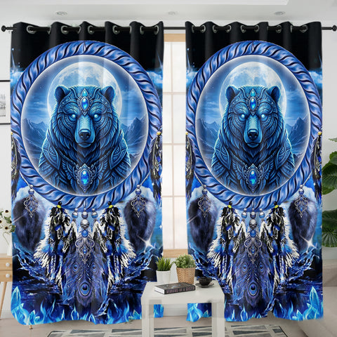 GB-NAT00908v3 Bear Dreamcatcher Native American Living Room Curtain