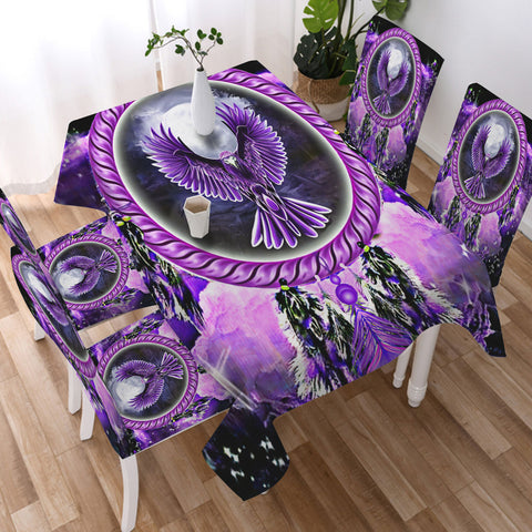 GB-NAT00909 Eagle Dreamcatcher Native American 5pcs Dining Table Set - Tablecloth