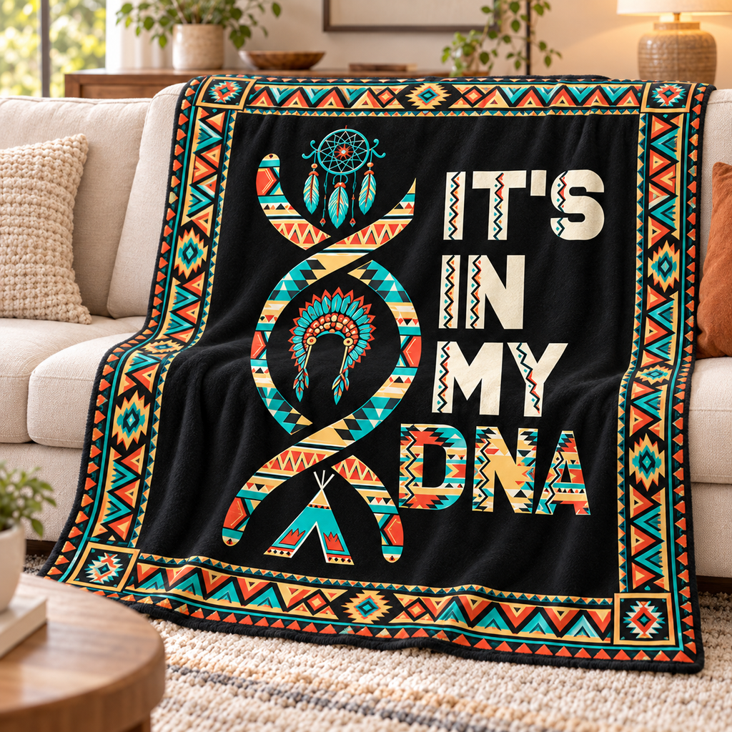 Geometric DNA Heritage Native American-Inspired Blanket BLm027