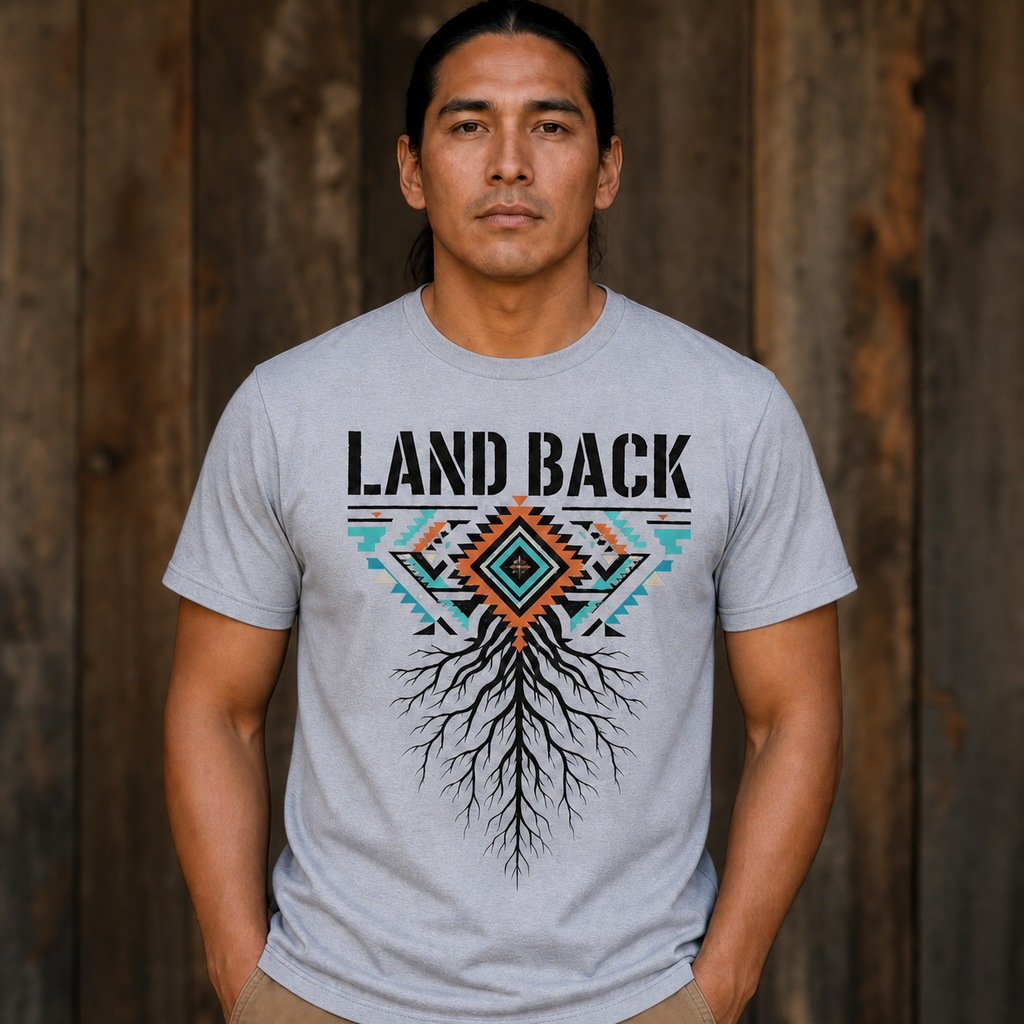 Geometric Roots Stencil Graphic Native American-Inspired 2D T-Shirt TSm032