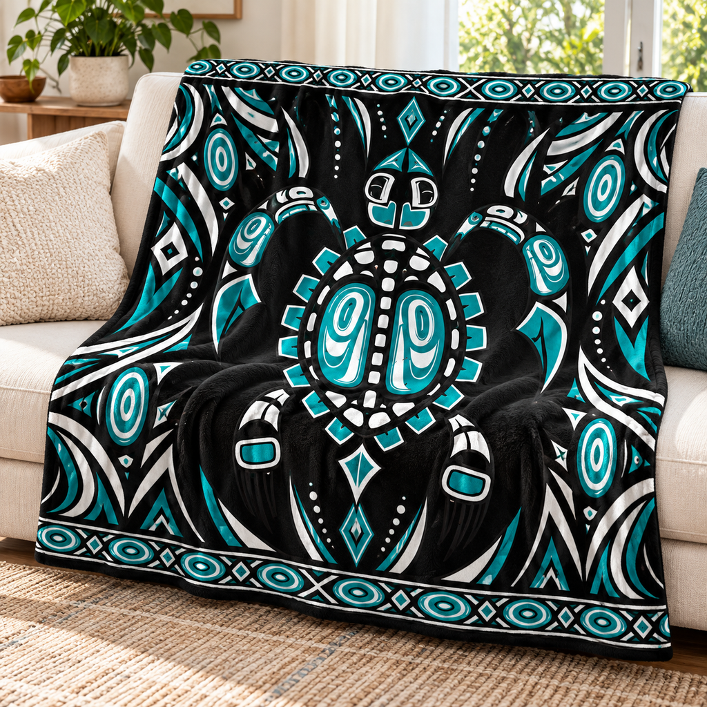 Geometric Turtle Native American-Inspired Blanket BLm015