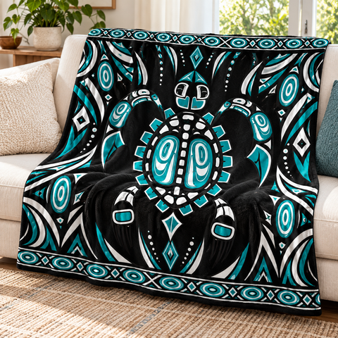 Geometric Turtle Native American-Inspired Blanket BLm015
