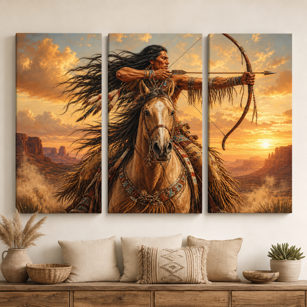 Golden Arrow Rider Canvas Wall Art 3PCS No Frame CVm21