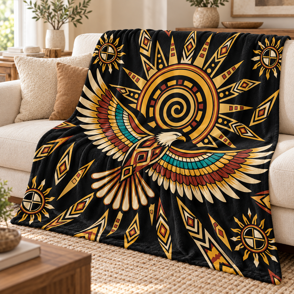 Golden Eagle Native American-Inspired Blanket BLm025