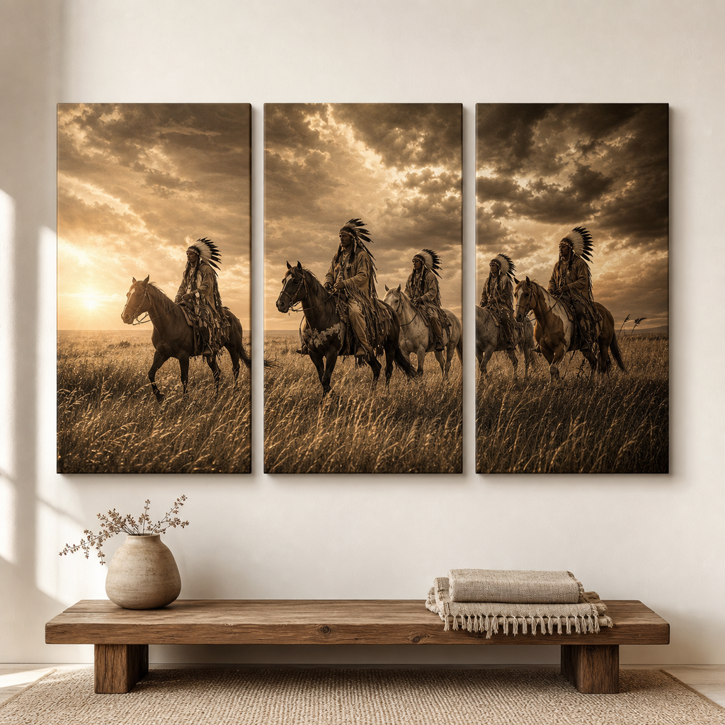 Golden Plains Riders Canvas Wall Art 3PCS No Frame CVm16