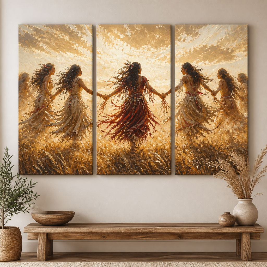 Golden Spirit Dance Canvas Wall Art 3PCS No Frame CVm11