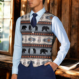 Gray Bears Native American Suit Vest Jacket Print One Side Front DS260710M04