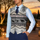 Gray Running Wolves Native American Suit Vest Jacket Print One Side Front DS260519M04