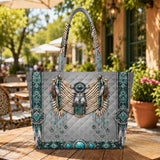 Gray Symbol Native American Quilted Shoulder Tote Bag DS260724M13