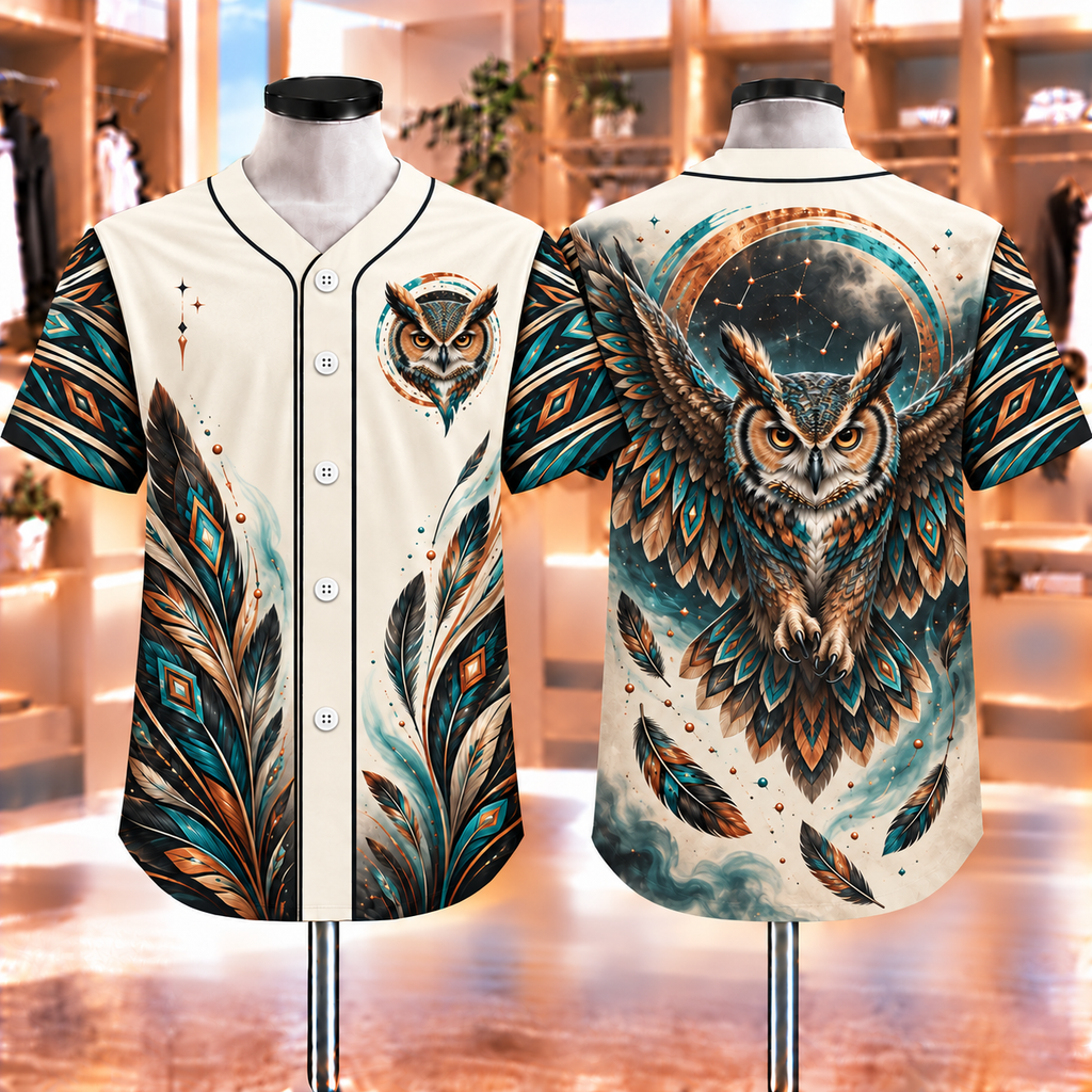 Guardian Owl Native American-Inspired Baseball Jersey BSm064