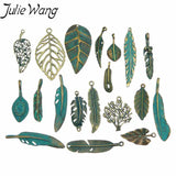 Antique Bronze Alloy Feather & Leaf Pendants (14Pcs) - DIY Jewelry & Native Craft Findings