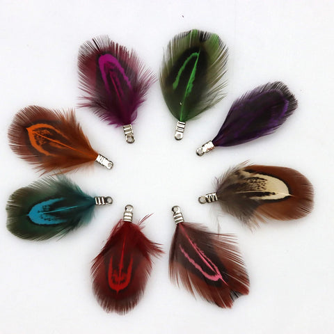 Natural Feather Tassel Charms – 12 Pcs Set for Earrings, Necklaces & Crafts
