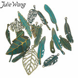 Antique Bronze Alloy Feather & Leaf Pendants (14Pcs) - DIY Jewelry & Native Craft Findings