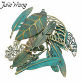 Antique Bronze Alloy Feather & Leaf Pendants (14Pcs) - DIY Jewelry & Native Craft Findings