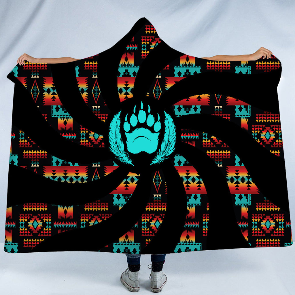 HB250120M12 Bear Native American Pride 3D Hooded Blanket