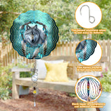 Powwow Storehd000541 wolf native dream catcher blue wind spinner