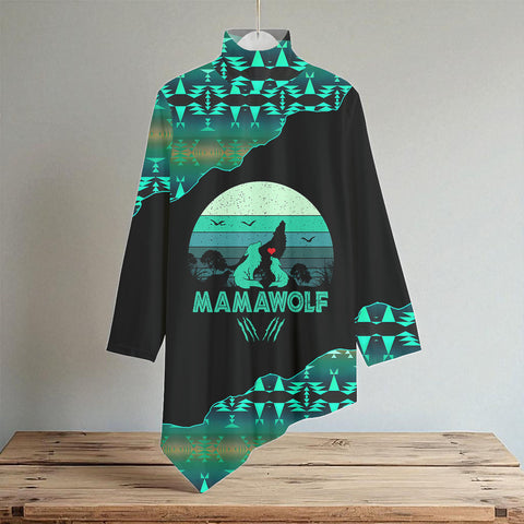 HD00074 Native American Women Turtleneck Asymmetrical Hem Tunic