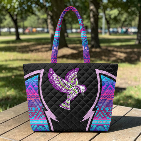 HD000800 Native American Quilted Shoulder Tote Bag