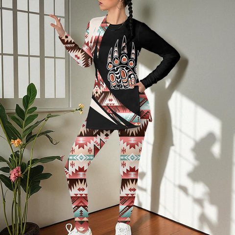 HD000989 Native American Women Side Split T-shirt Set
