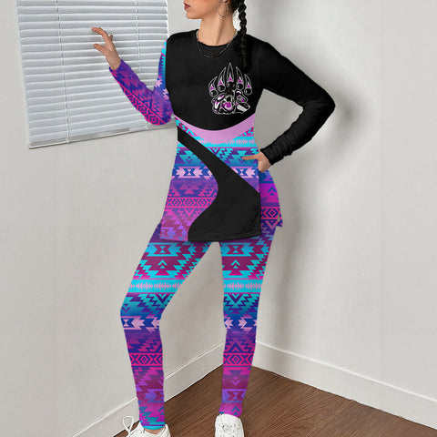 HD0011683 Native American Women Side Split T-shirt Set