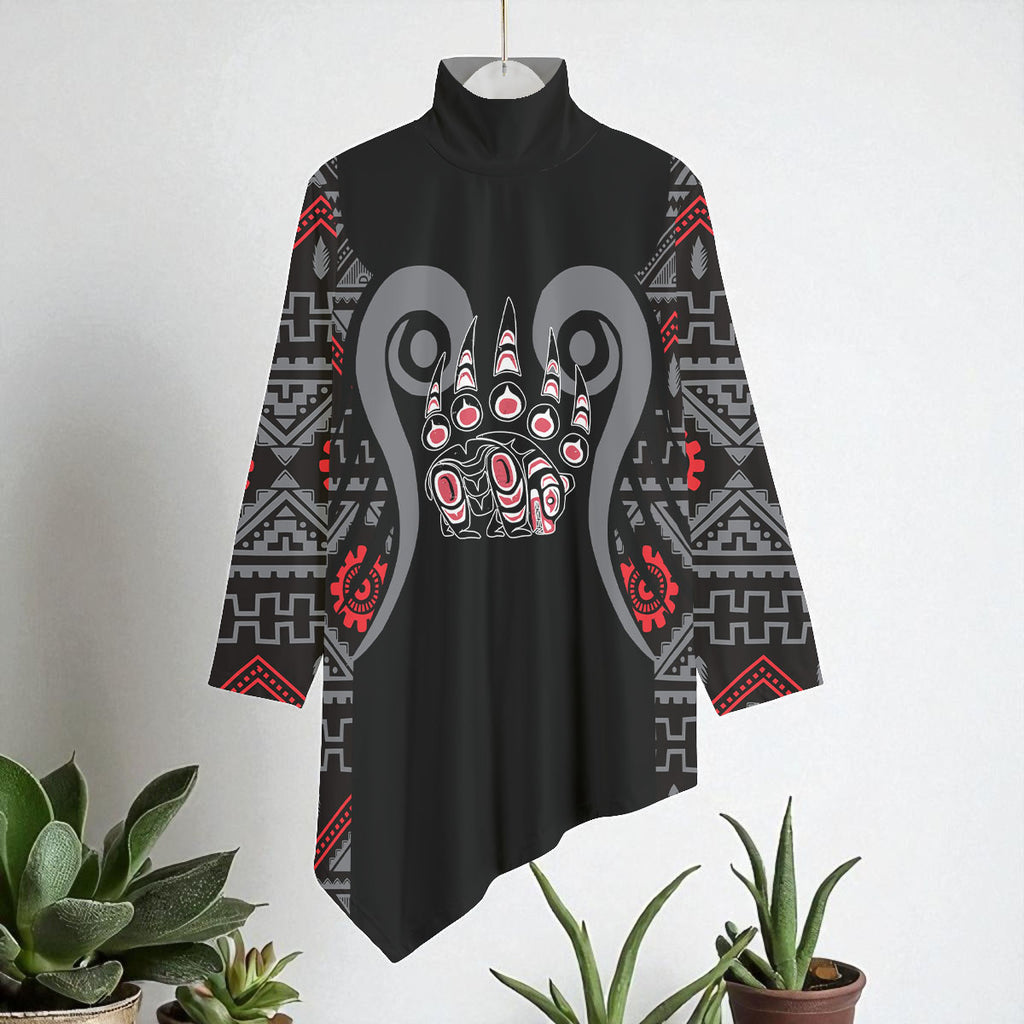 HD0012093 Native American Women Turtleneck Asymmetrical Hem Tunic