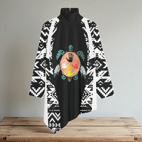 HD0012544 Native American Women Turtleneck Asymmetrical Hem Tunic