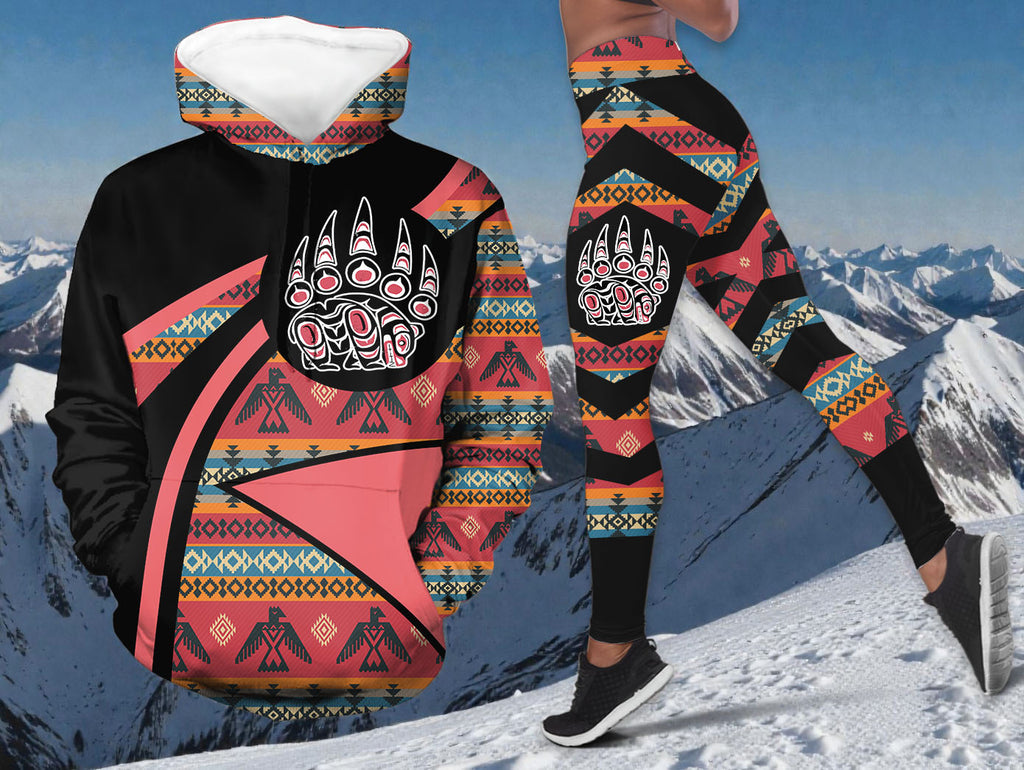 HD0012615 Bear Native American Hoodie Leggings Set