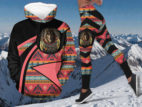 HD0012615v1 Wolf Dreamcatcher Native American Hoodie Leggings Set
