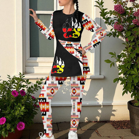 HD0012633 Native American Women Side Split T-shirt Set