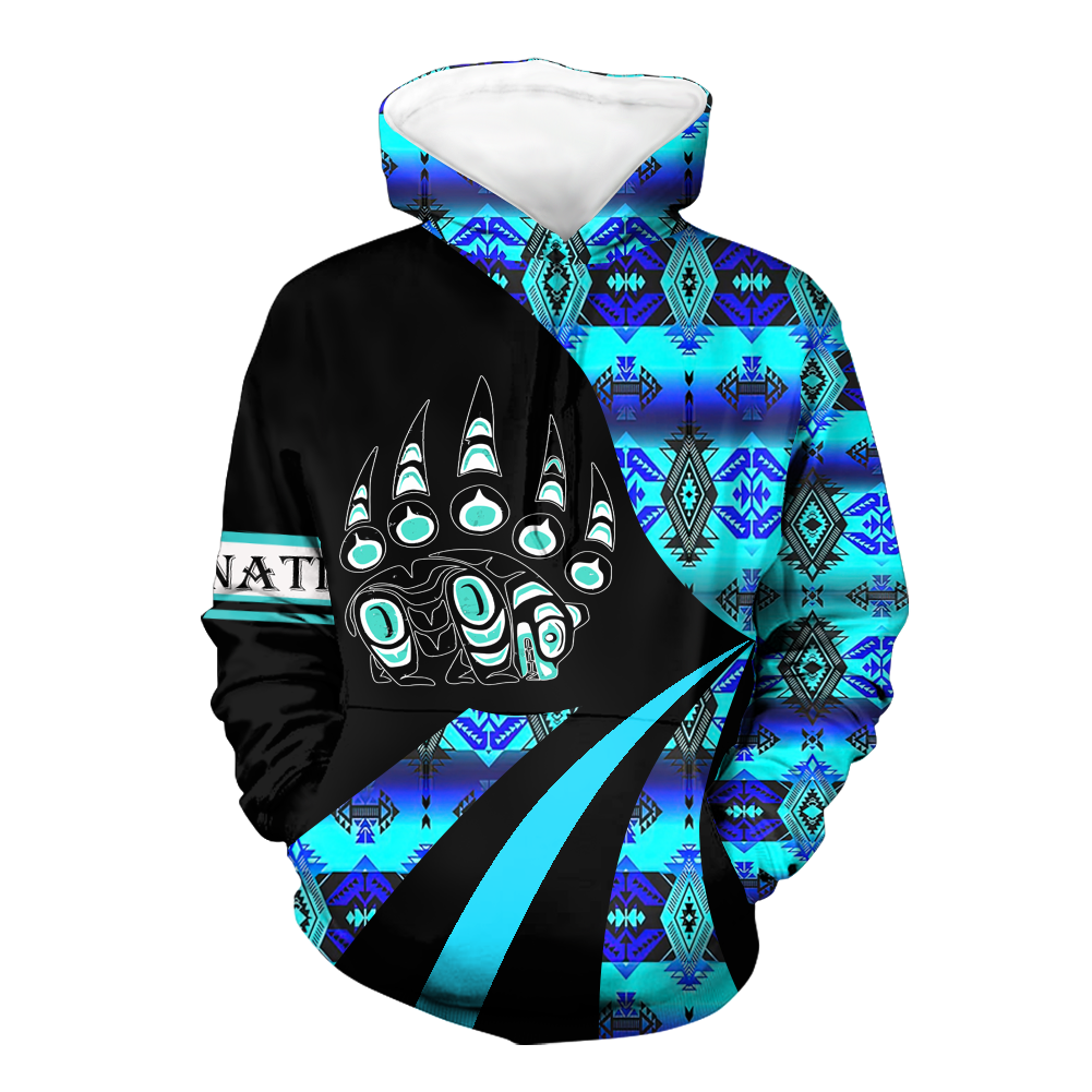 HD0012653 Tribal Bear Pattern Native American Pride 3D Hoodie