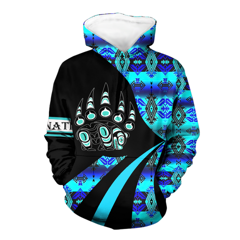 HD0012653 Tribal Bear Pattern Native American Pride 3D Hoodie