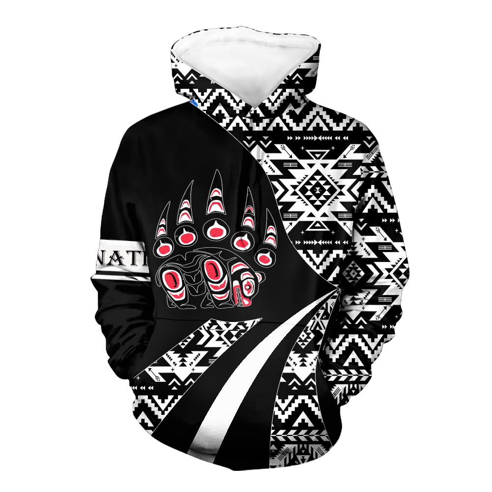 HD0012654 Tribal Bear Pattern Native American Pride 3D Hoodie