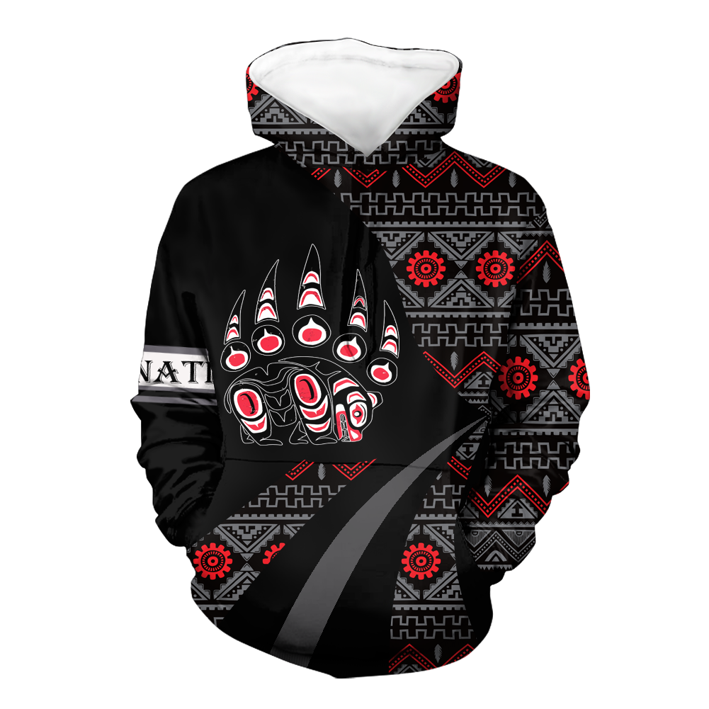 HD0012655 Tribal Bear Pattern Native American Pride 3D Hoodie