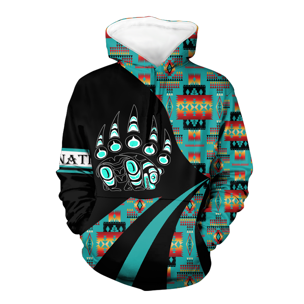 HD0012656 Tribal Bear Pattern Native American Pride 3D Hoodie