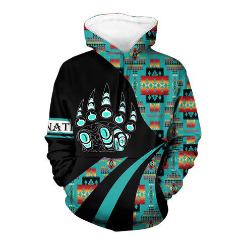 HD0012656 Tribal Bear Pattern Native American Pride 3D Hoodie