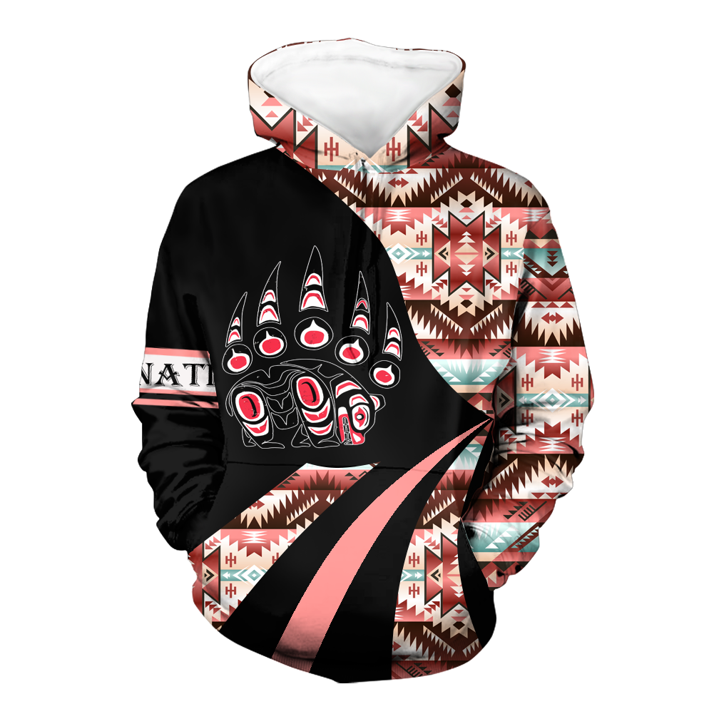 HD0012657 Tribal Bear Pattern Native American Pride 3D Hoodie