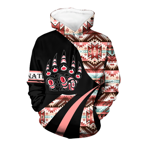 HD0012657 Tribal Bear Pattern Native American Pride 3D Hoodie