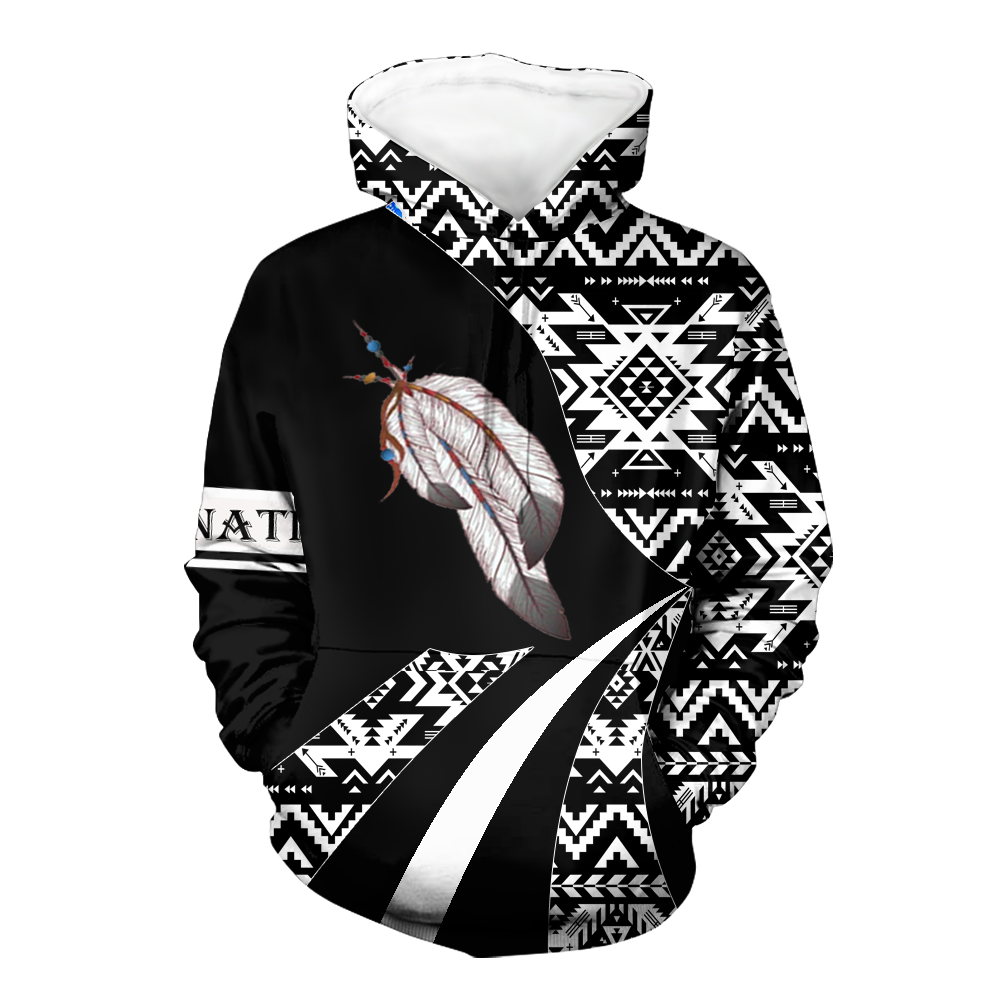 HD0012658 Indian Feather Pattern Native American Pride 3D Hoodie