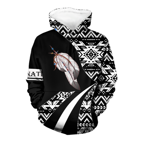 HD0012658 Indian Feather Pattern Native American Pride 3D Hoodie