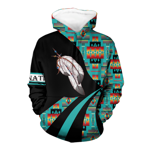 HD0012659 Indian Feather Pattern Native American Pride 3D Hoodie